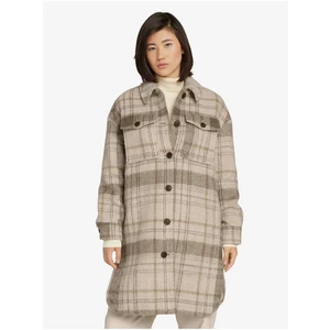 Brown-Beige Women's Plaid Shirt Coat Tom Tailor Plaid - Women