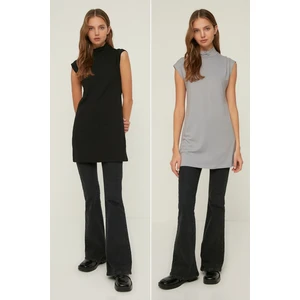 Trendyol Black-Grey Stand Up Tunic