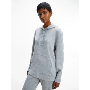 Light Grey Women's Ribbed Hoodie Calvin Klein Ease - Women