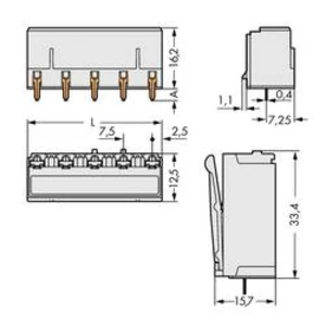 Zásuvkový konektor do DPS WAGO 2092-3304, 27.50 mm, pólů 4, rozteč 7.50 mm, 100 ks