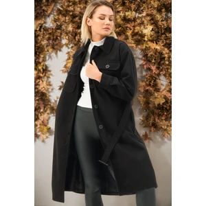 Z6777 DEWBERRY LADIES' COAT-PLAIN BLACK