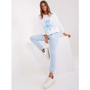 Ecru light blue tracksuit with print