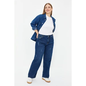 Trendyol Curve Dark Blue High Waist Wide Cut Jeans