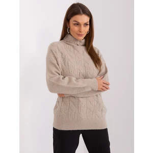 Dark beige women's sweater with cuffs