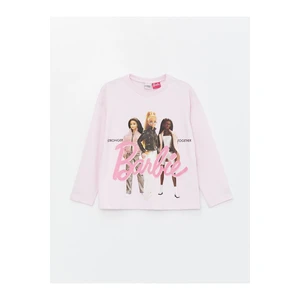 LC Waikiki Crew Neck Barbie Printed Long Sleeve Girls T-Shirt