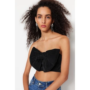 Trendyol Black Crop Knitted Textured Bustier