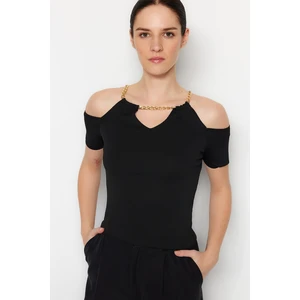 Trendyol Black Tie Chain Detailed Knitwear Sweater