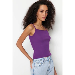 Trendyol Purple Straps Crop, Crewneck Collar Corduroy, Flexible Knit Undershirt