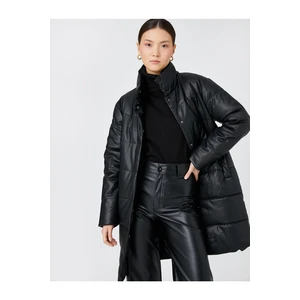 Koton Inflatable Coat Leather Look