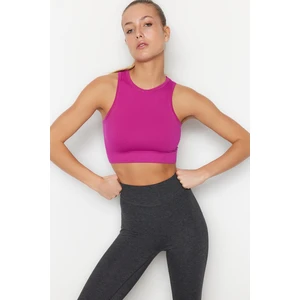 Trendyol Fuchsia Seamless/Seamless Corduroy, Lightly Support Pile Halterneck Sports Bra