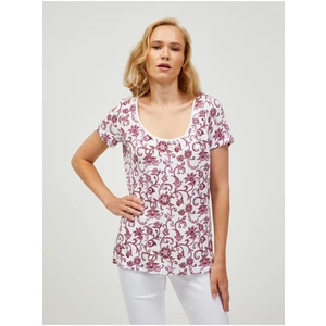 Wine-white patterned T-shirt ORSAY - Women