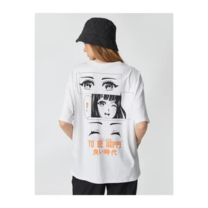 Koton Anime T-Shirt Oversize Crew Neck Short Sleeved