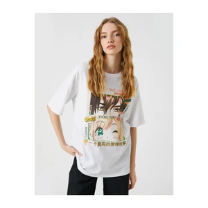 Koton Anime T-Shirt Oversized Printed Short Sleeve Crew Neck