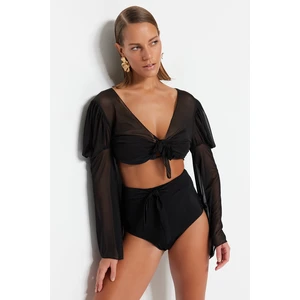 Trendyol Black Crop Knee-Length Blouse