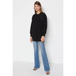 Trendyol Black Knitted Stone Detailed Sweatshirt