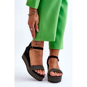 Classic women's sandals on a wedge black Malmo