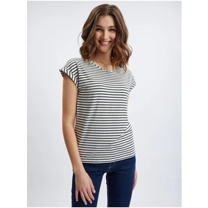 Orsay Cream-Blue Women Striped T-Shirt - Women