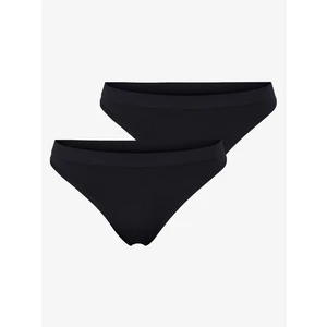 Pieces 2 PACK - dámská tanga PCSYMMI 17115845 Black XS/S