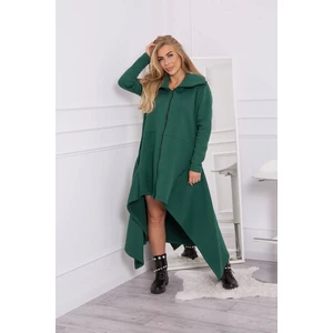 Insulated dress with long sides of dark green color