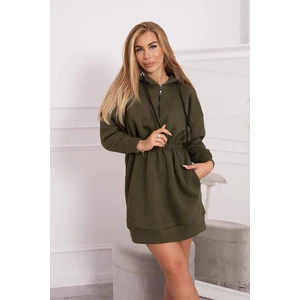 Insulated dress with hood in khaki color