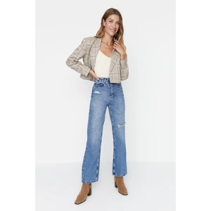 Trendyol Blue Ripped High Waist 90's Wide Leg Jeans