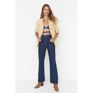 Trendyol Dark Blue Stitch Detail High Waist 90's Wide Leg Jeans