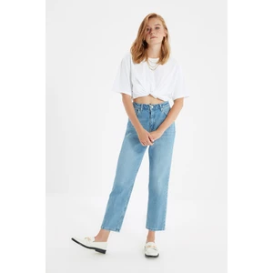 Trendyol Kék Vas-On High Waist Straight Jeans