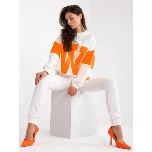 White and orange cotton sweatshirt set