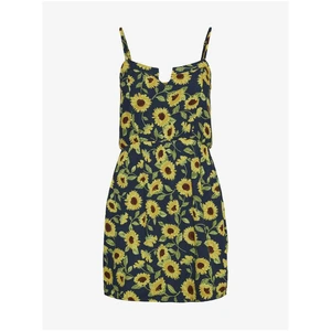 Yellow-Blue Flowered Short Hanger Dress Noisy May Sunflower - Women