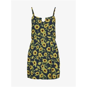 Yellow-Blue Flowered Short Hanger Dress Noisy May Sunflower - Women
