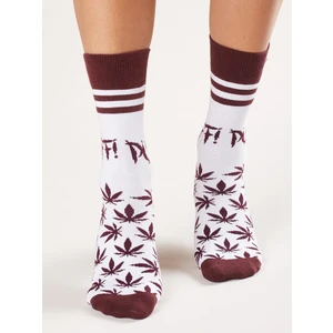 White and maroon printed socks