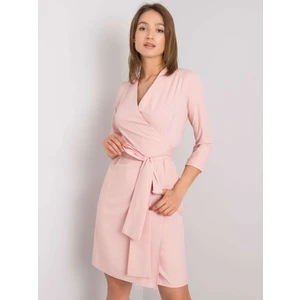 Dusty pink women's dress with a tie