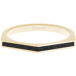 Gravelli Oceľový prsteň s betónom Two Side zlatá / antracitová GJRWYGA122 56 mm