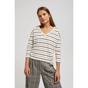 Striped blouse with V-neck