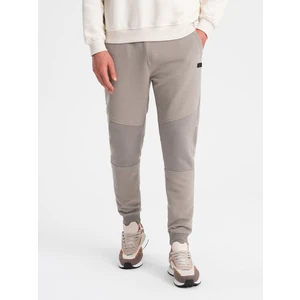 Ombre Men's sweatpants with ottoman fabric inserts - ash