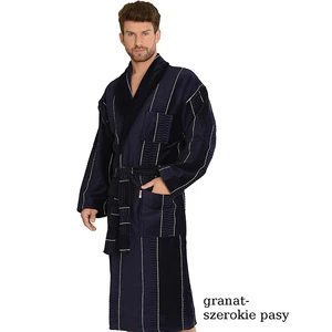 Bathrobe De Lafense 803 M-2XL men's navy blue - wide belts 089