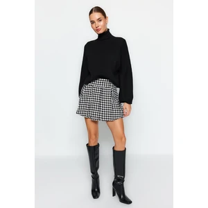 Trendyol Black Crowbar Pattern Woven Short Skirt