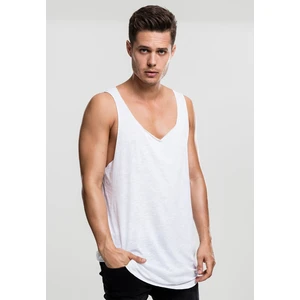 Long Shape Open Edge Loose Tank White