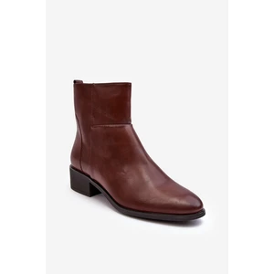 Women's leather boots with zipper brown Semotti