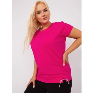 Plus-size fuchsia blouse with silver drawstring