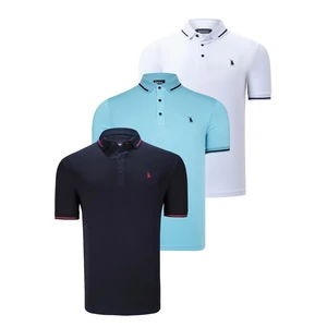 TRIPLE SET T8586 DEWBERRY MEN'S T-SHIRT-NAVY-WHITE-CYAN