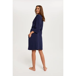 Women's Song Bathrobe with 3/4 Sleeves - Navy Blue