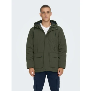 Dark Green Men's Winter Jacket ONLY & SONS Jayden - Men