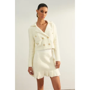 Trendyol Limited Edition Ecru Soft Textured Knitwear Cardigan in the form of a jacket