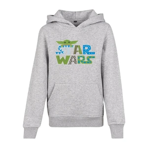 Children's colorful Star Wars logo with hood heather gray