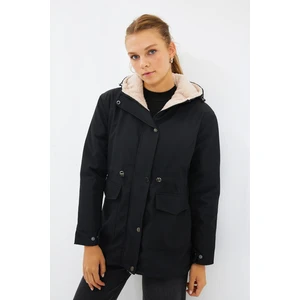 Trendyol Black Hooded Sheepskin Parka