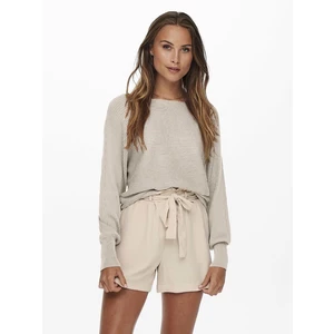 Beige Women's Ribbed Sweater with Bat Sleeves ONLY Adaline - Women