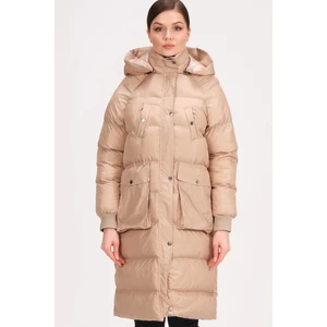 Z6736 DEWBERRY LADIES COAT-LIGHT BEIGE