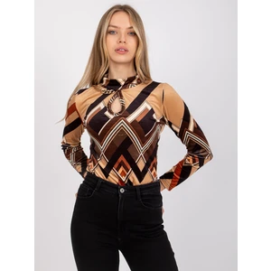 Brown and beige Pari velor blouse