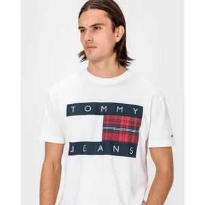 Tommy Jeans Plaid Centre Flag Triko Bílá